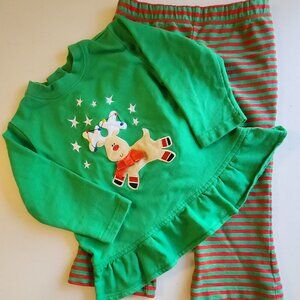 Vintage Starting Out Girl's 2 Piece Set/Outfit Reindeer Christmas/Holiday 24 M